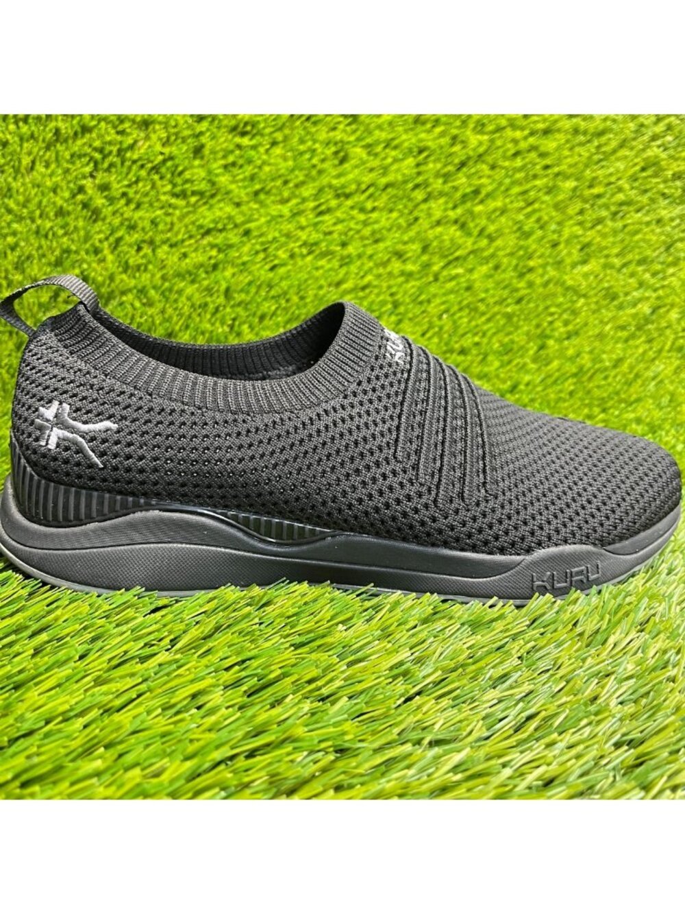 Kuru Stride Womens Size 8 Black Gray Athletic Walking Slip On Shoes Sneakers